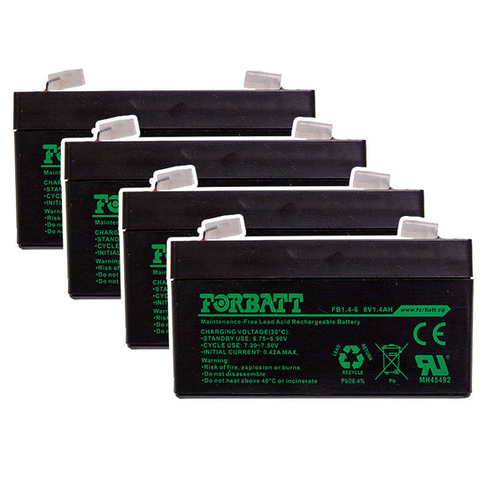 Forbatt 6V 1.4Ah AGM VRLA Backup Battery | UPS, Security, Medical Equipment | 6V1/4-FBC 4 Pack