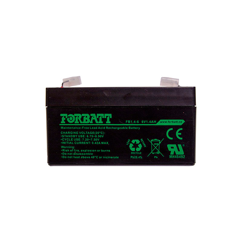 Forbatt 6V 1.4Ah AGM VRLA Backup Battery | UPS, Security, Medical Equipment | 6V1/4-FBC