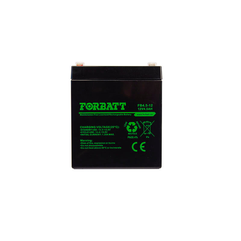 Forbatt 12V 4.5Ah AGM VRLA Battery | UPS, Security, Medical Equipment | 18BAT-12V4/5-FBC