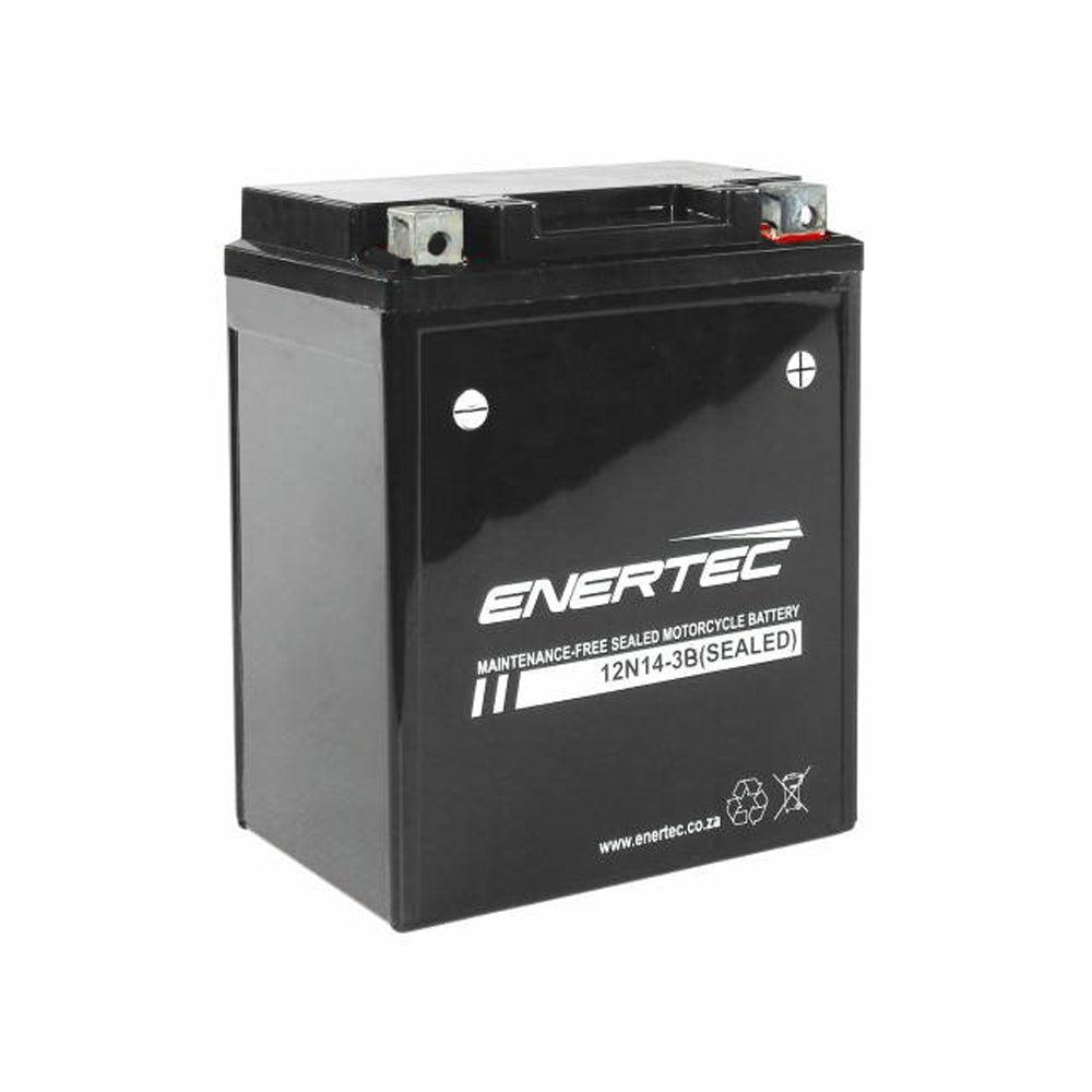 Enertec 12N14-3B 12v 14Ah AGM Motorcycle Battery - Global Batteries SA