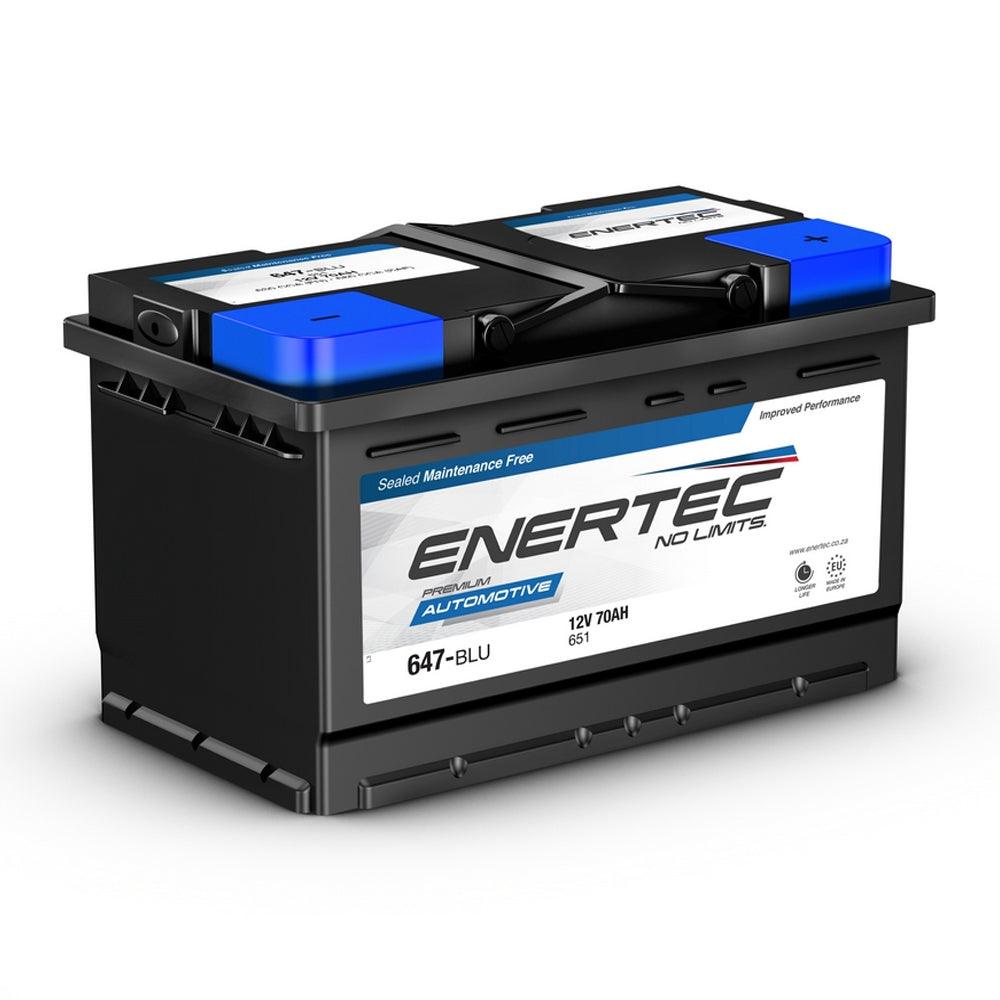Enertec 647 651 12V 70Ah 630CCA Lead Acid Car Battery - Global Batteries SA