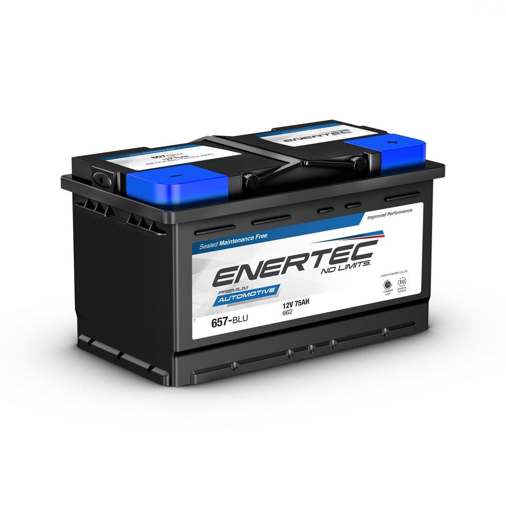 Enertec 657 12V 75Ah 680CCA Lead Acid Car Battery - Global Batteries SA