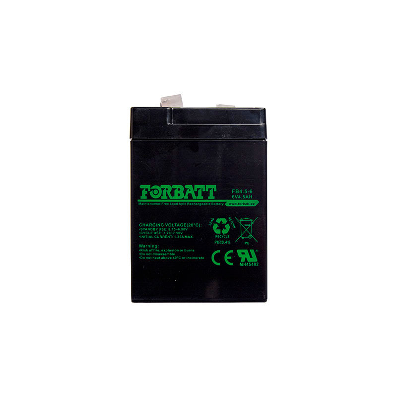 Forbatt 6V 4.5Ah AGM VRLA Battery | UPS, Security, Medical Equipment | 18BAT-6V4/5-FBC