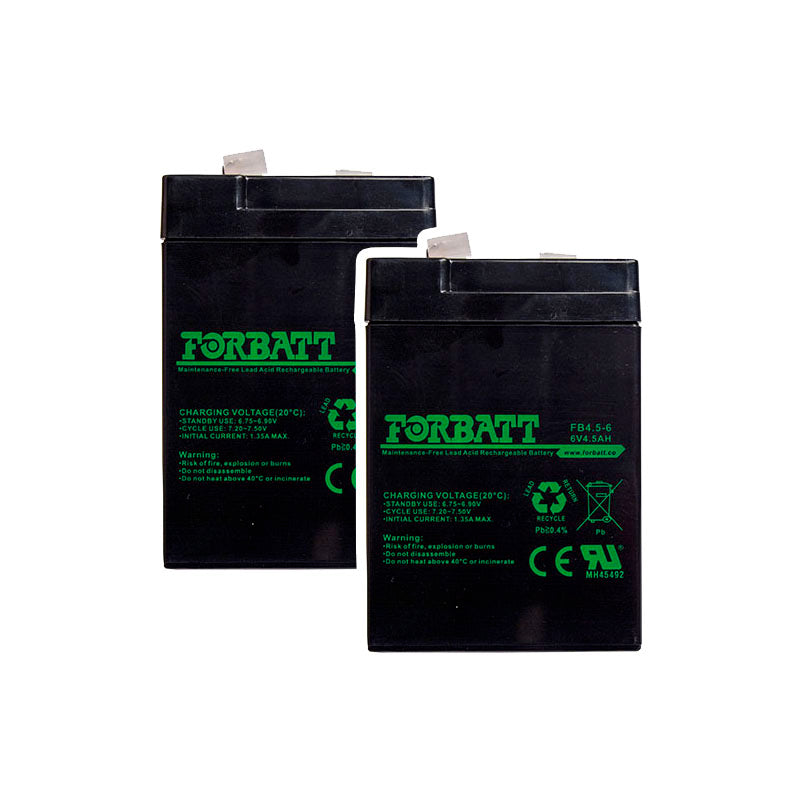 Forbatt 6V 4.5Ah AGM VRLA Battery | UPS, Security, Medical Equipment | 18BAT-6V4/5-FBC 2 Pack