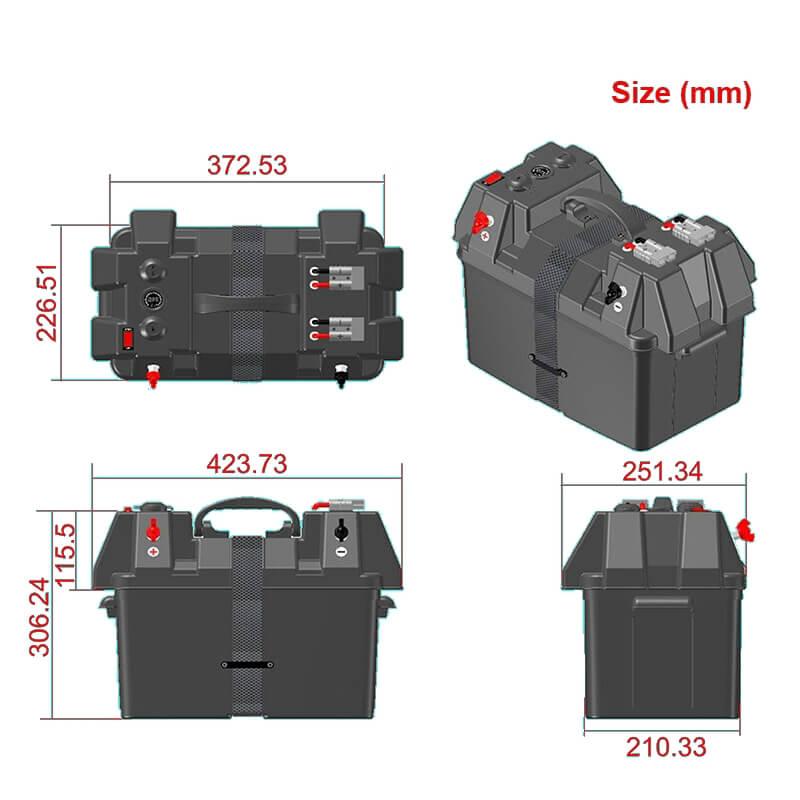 Portable Battery Box with Dual Anderson Connectors - Global Batteries SA